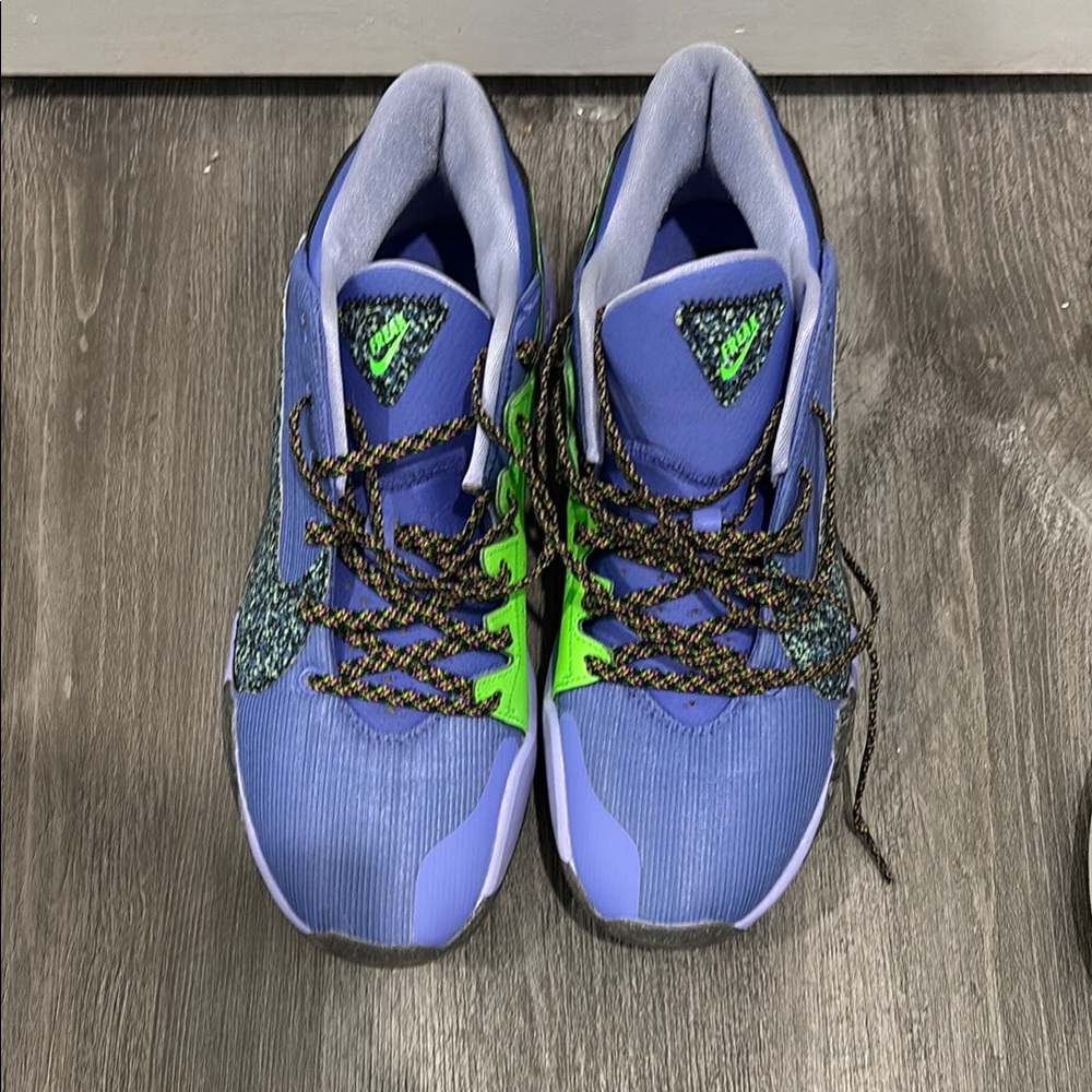 Blue and Green Athletic Shoes